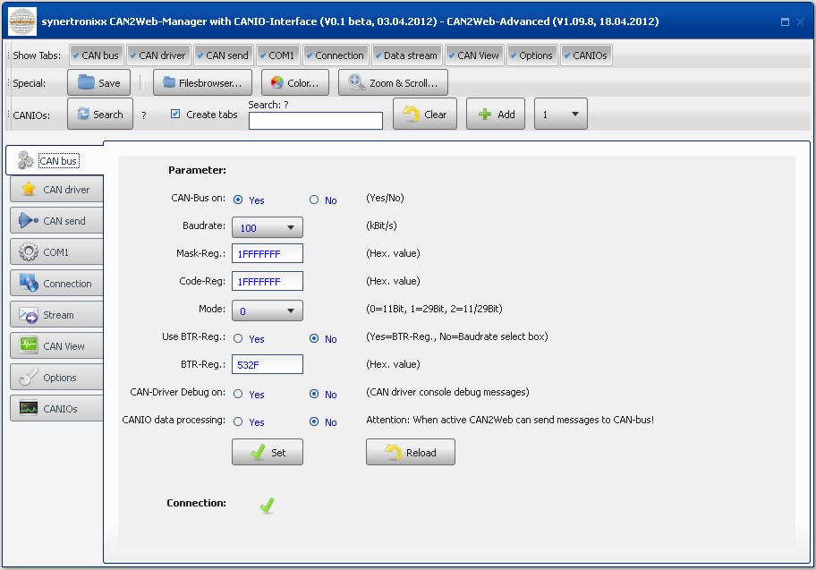 Web Interface: Parametrierung (Qooxdoo basiert)